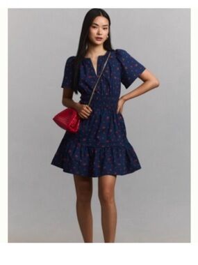 The Somerset Strawberry Printed Mini Dress By Anthropologie Size L! NWT!